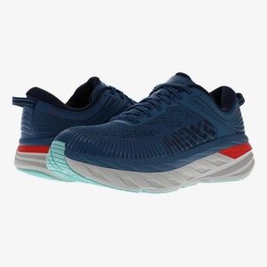 Hoka One One Bondi 7 Men's Blue and Red Athletic Shoes